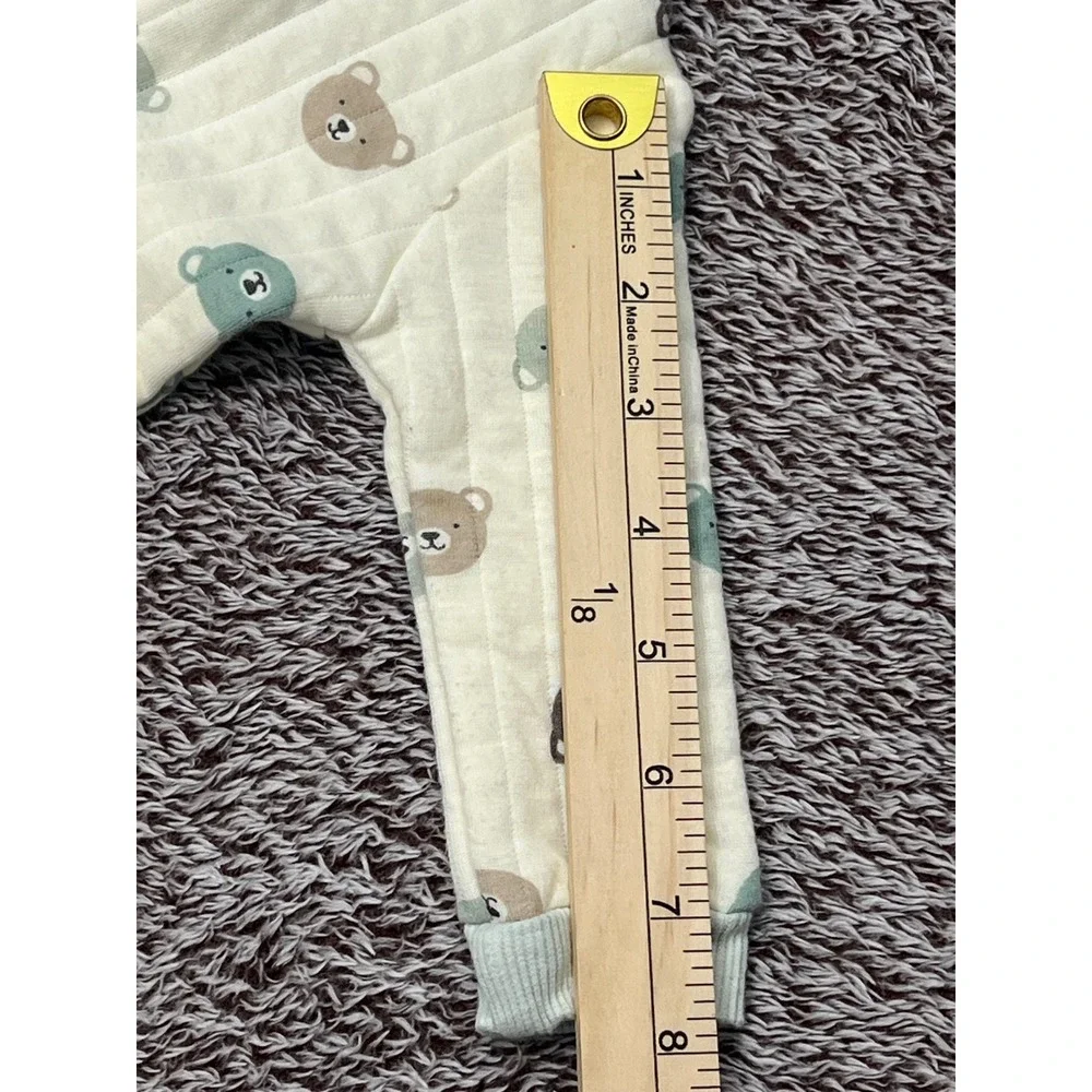 Dream Girl Baby 3-6M Quilted Bear Print Footed Sleeper Pajamas Zip One Piece